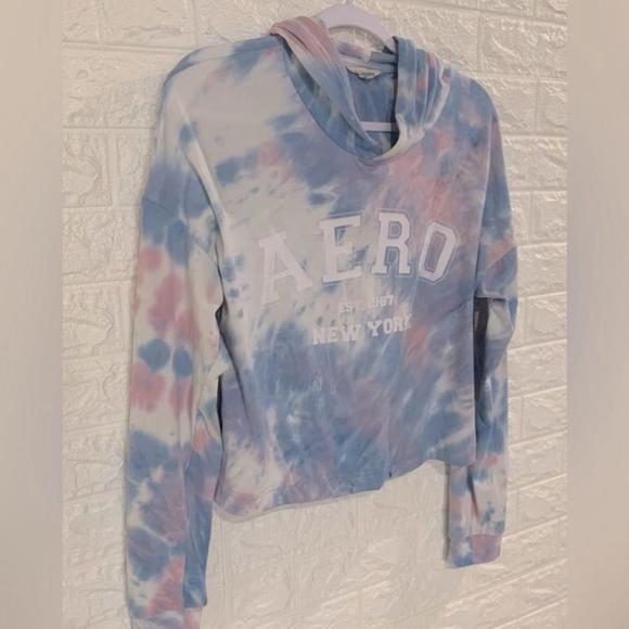 AERO 1987 NEW YORK Tie Dye CROPPED PULLOVER HOODIE | Artsy | Music Concert | Bea - Picture 4 of 5